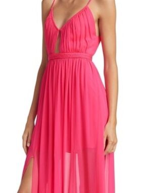 Alice + Olivia Hot Pink Braided-Waist Maxi Dress